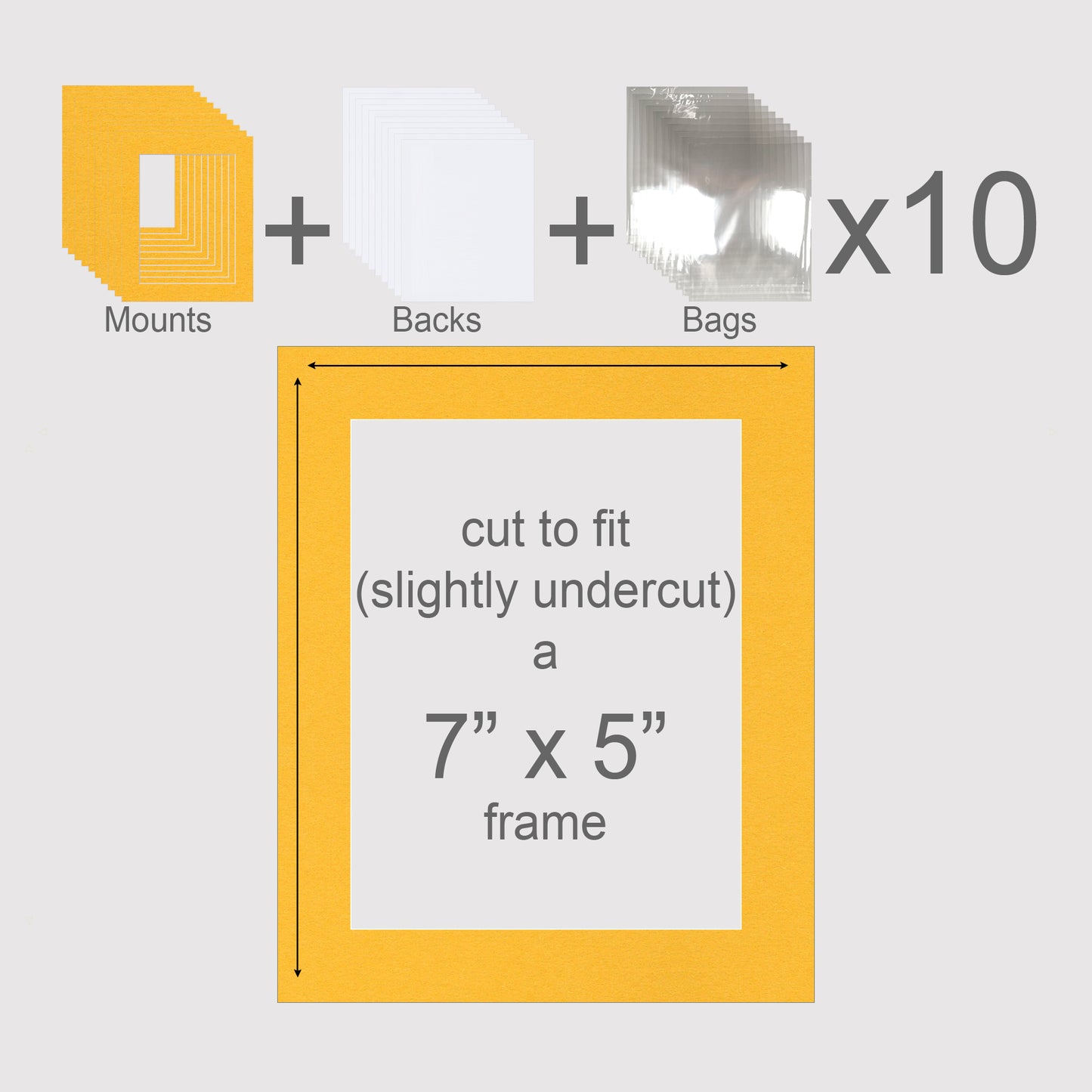 7 X 5 inch, Mounts, Backs, & Bags, Pack of 10