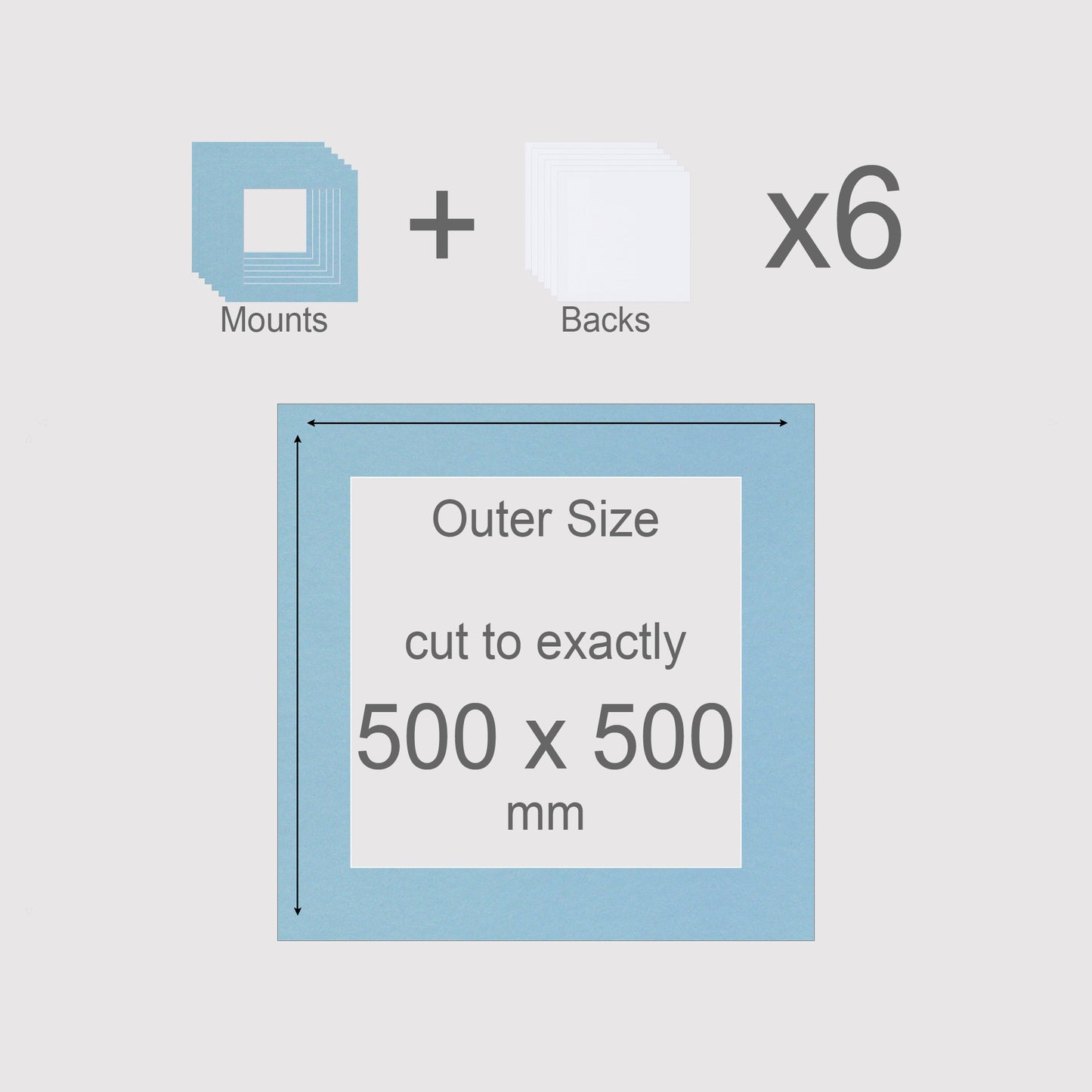 500 x 500 mm, Mounts & Backs, Pack of 6