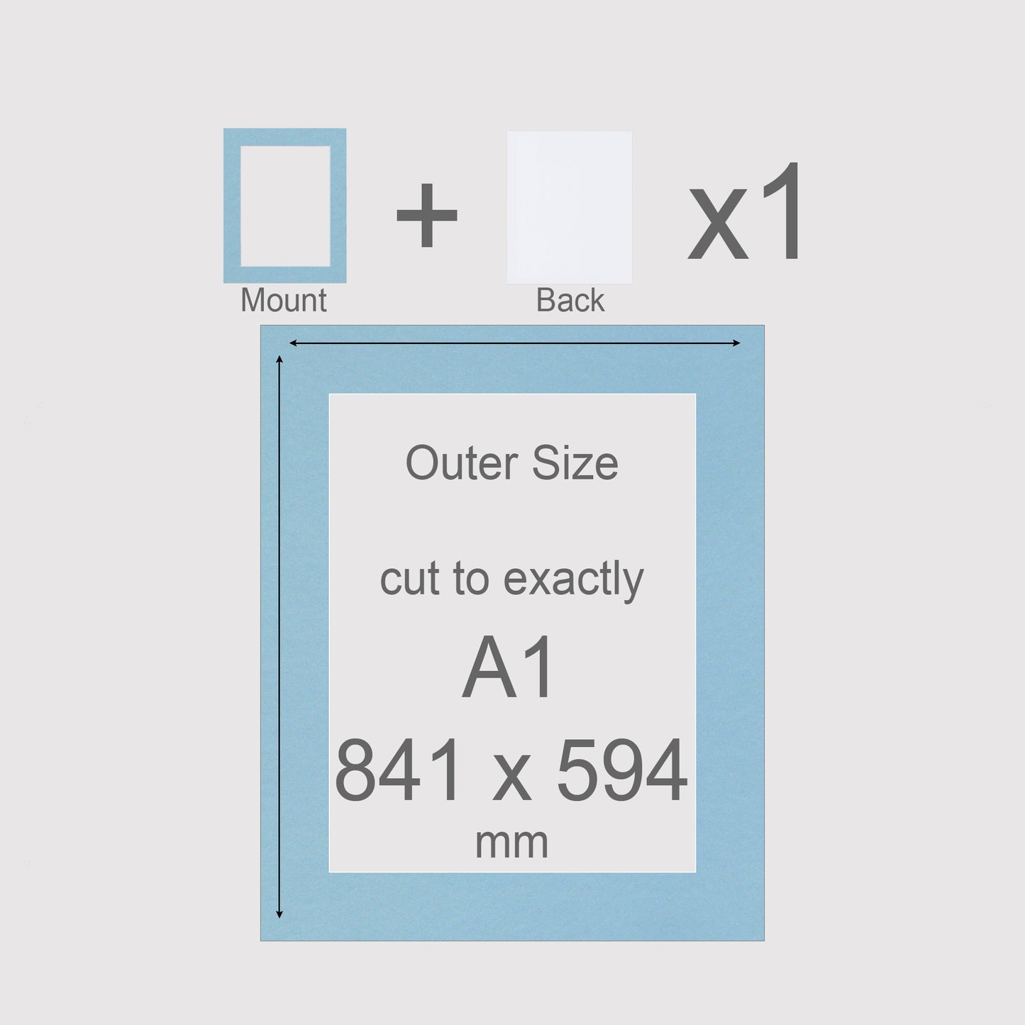 A1, 841 x 594 mm, Mount & Back, Pack of 1 (single)