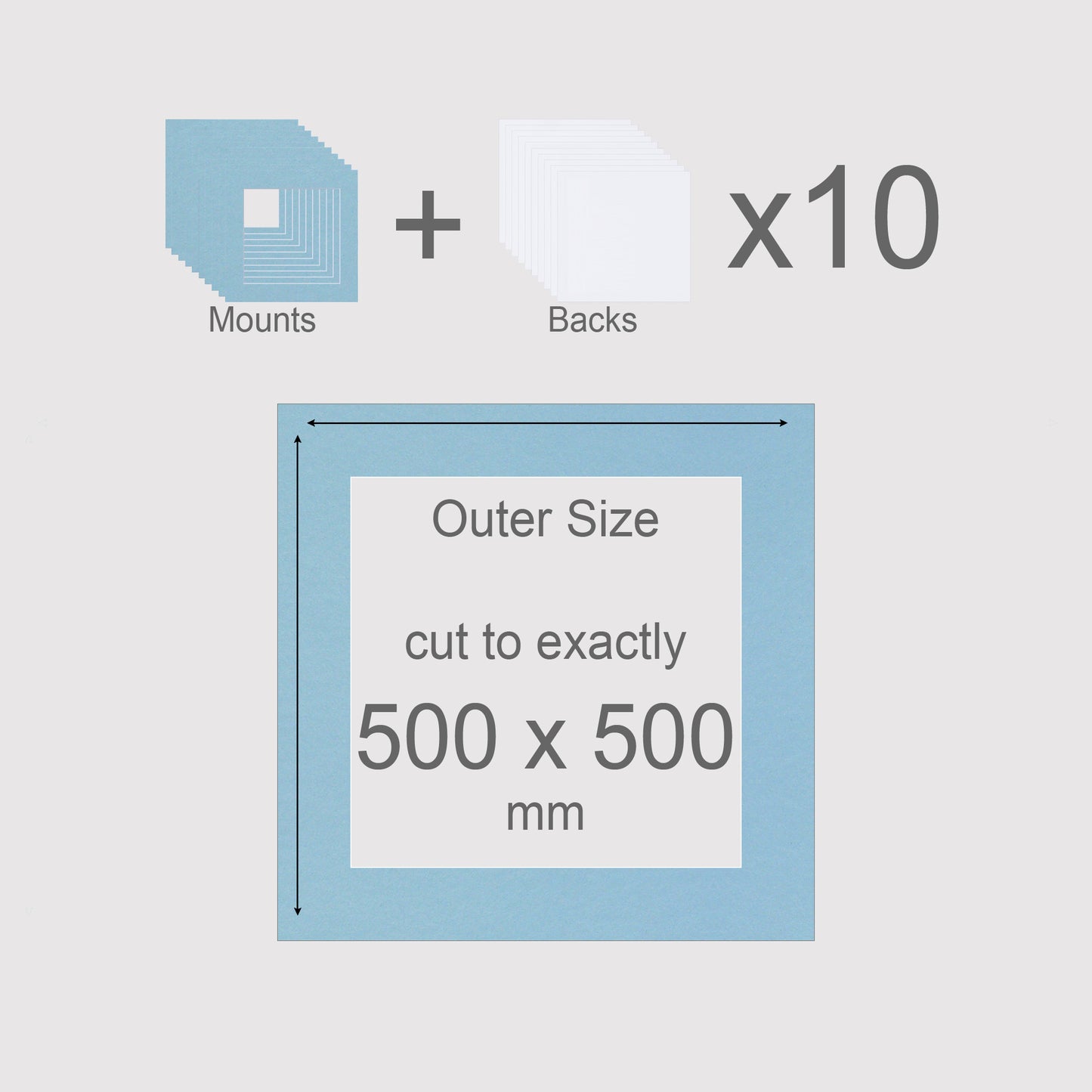 500 x 500 mm, Mounts & Backs, Pack of 10
