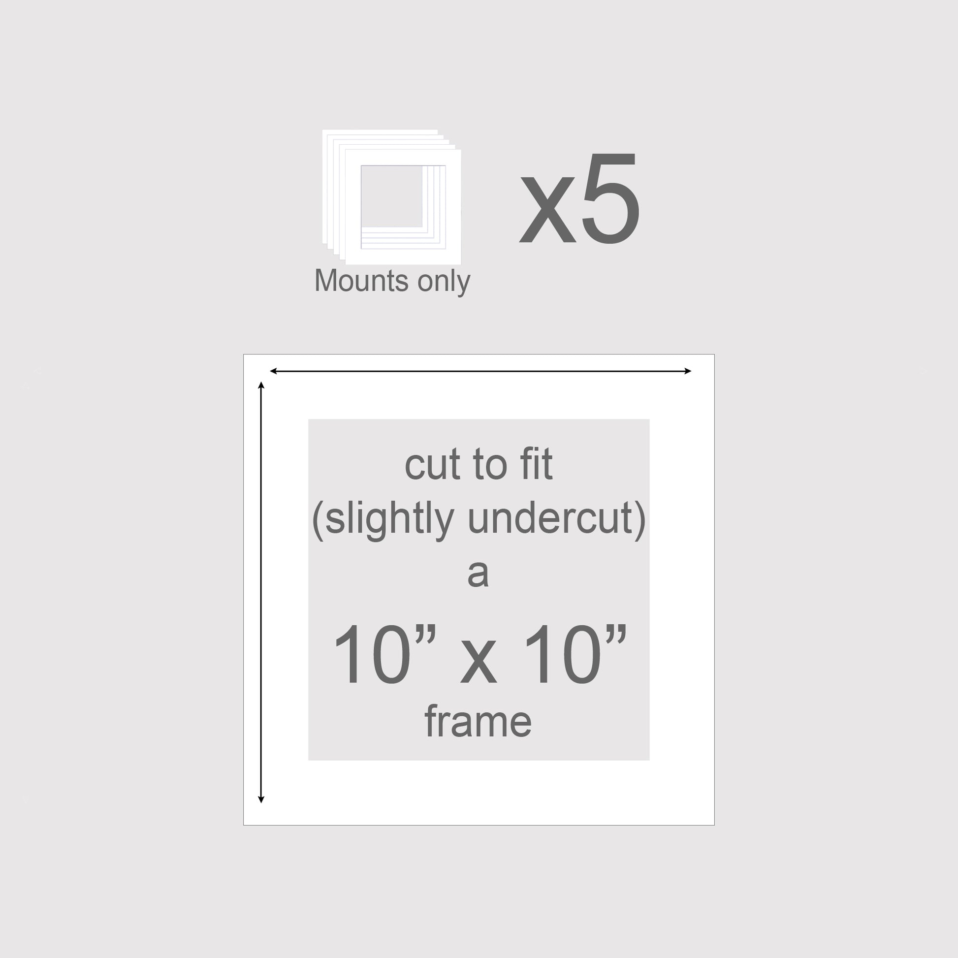 Pack of 5 photo borders to fit 10x10 inch picture frames