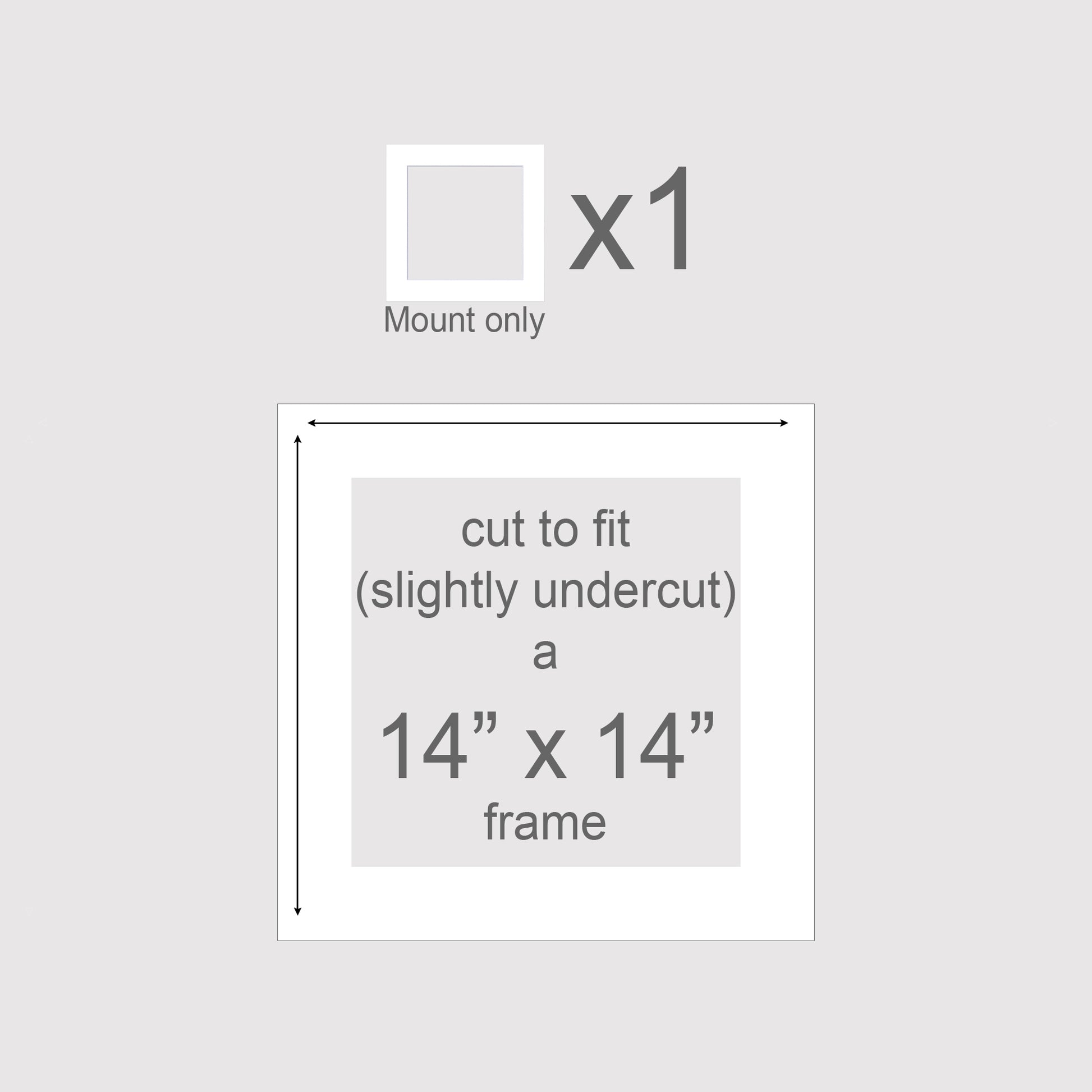 Pack of 1 (single) Picture Mount cut to fit a 14x14 inch frame