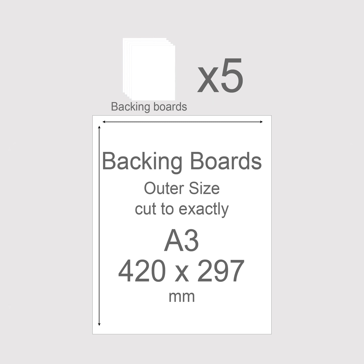 A3, 420 x 297 mm, Mountboard Backs for Picture Mounts