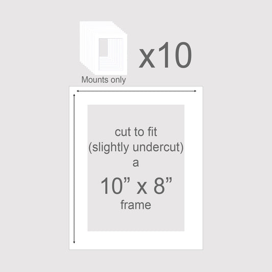 Pack of 10 picture photo mounts to fit 10x8inch frames.