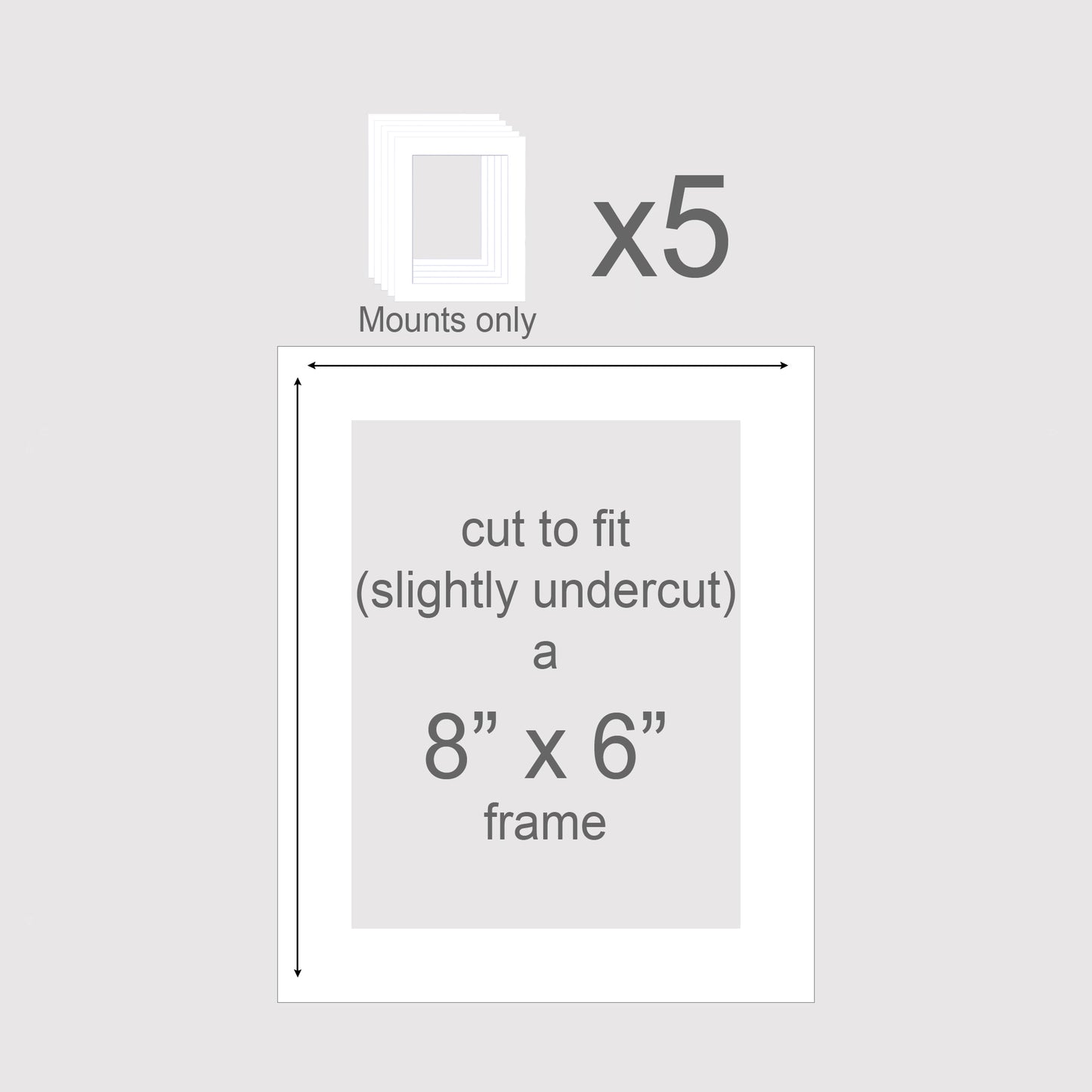 Pack of 5 photo frame inserts to fit 8x6 inch frames.