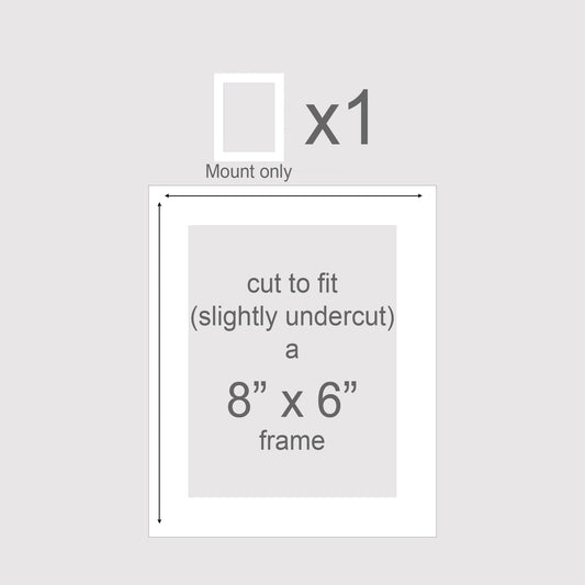 Photo mount to fit pictures into an 8x6 inch frame.