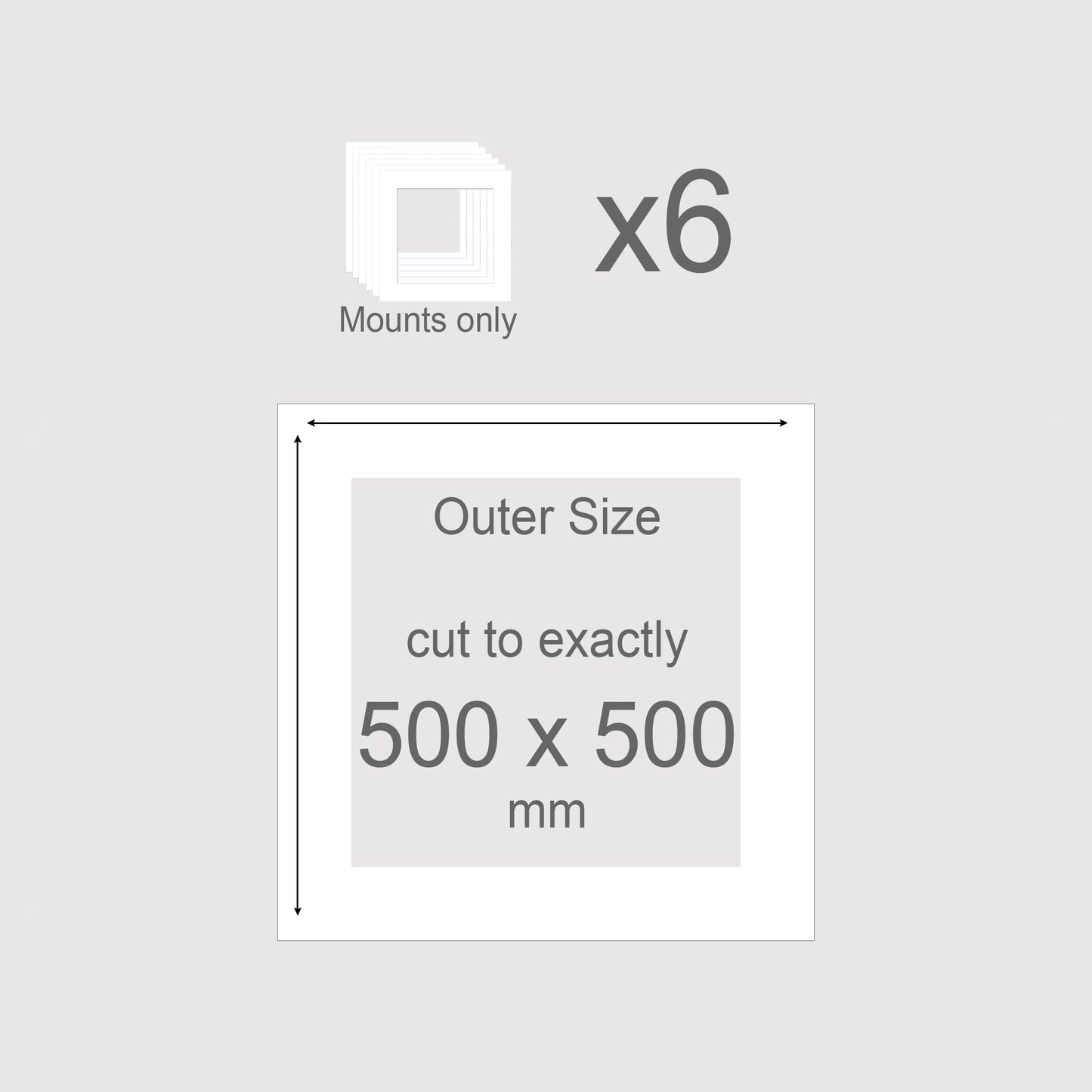 500 x 500 mm, Mounts only, Pack of 6