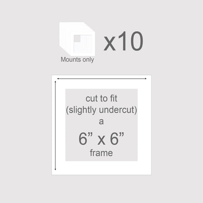 Picture frame inserts. Pack of 10 to fit 6x6 inch frames. 15cm x 15cm square.