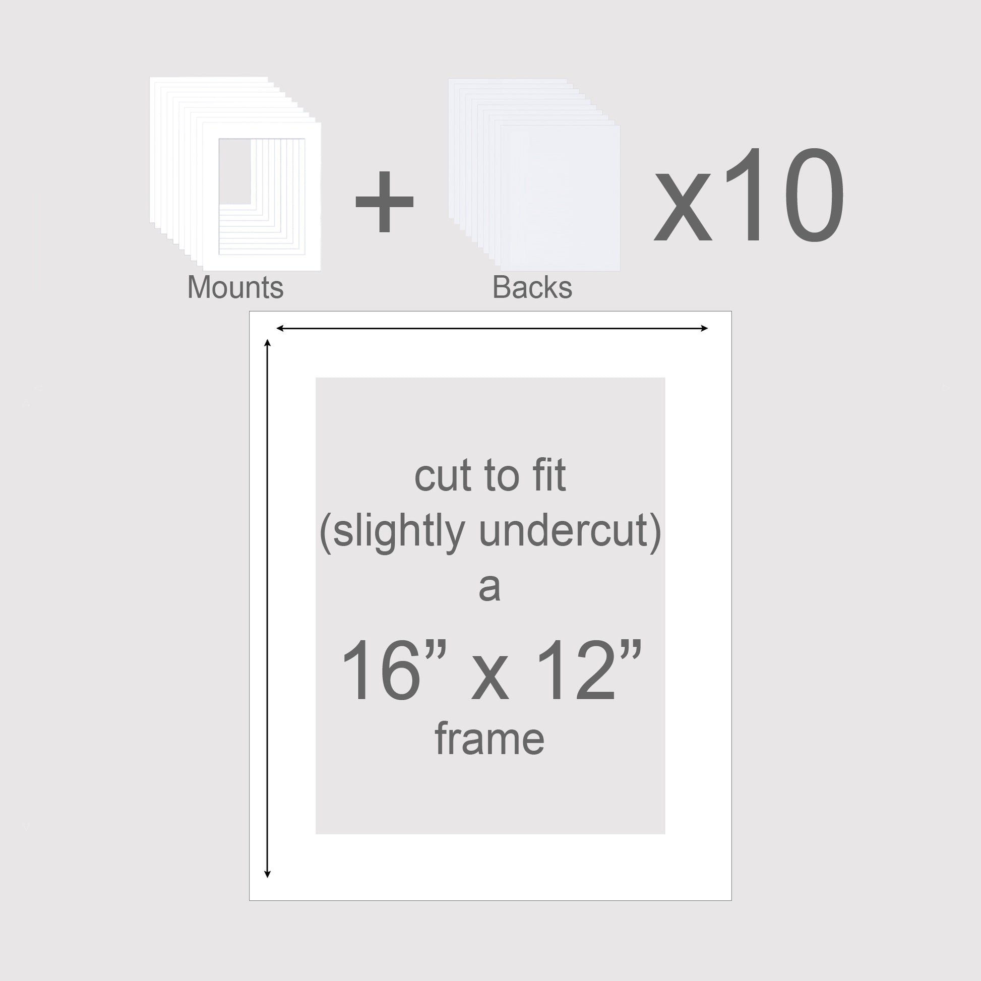 Pack of 10 photo borders to fit 16x12 inch picture frames.