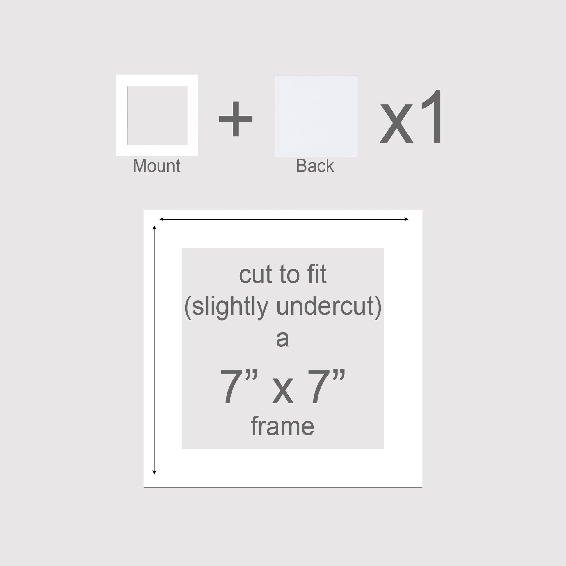 Photomats with backs to fit 7x7 inch frames.