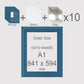 A1, 841 x 594 mm, Mounts, Backs, & Bags, Pack of 10