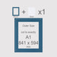 A1, 841 x 594 mm, Mount & Back, Pack of 1 (single)
