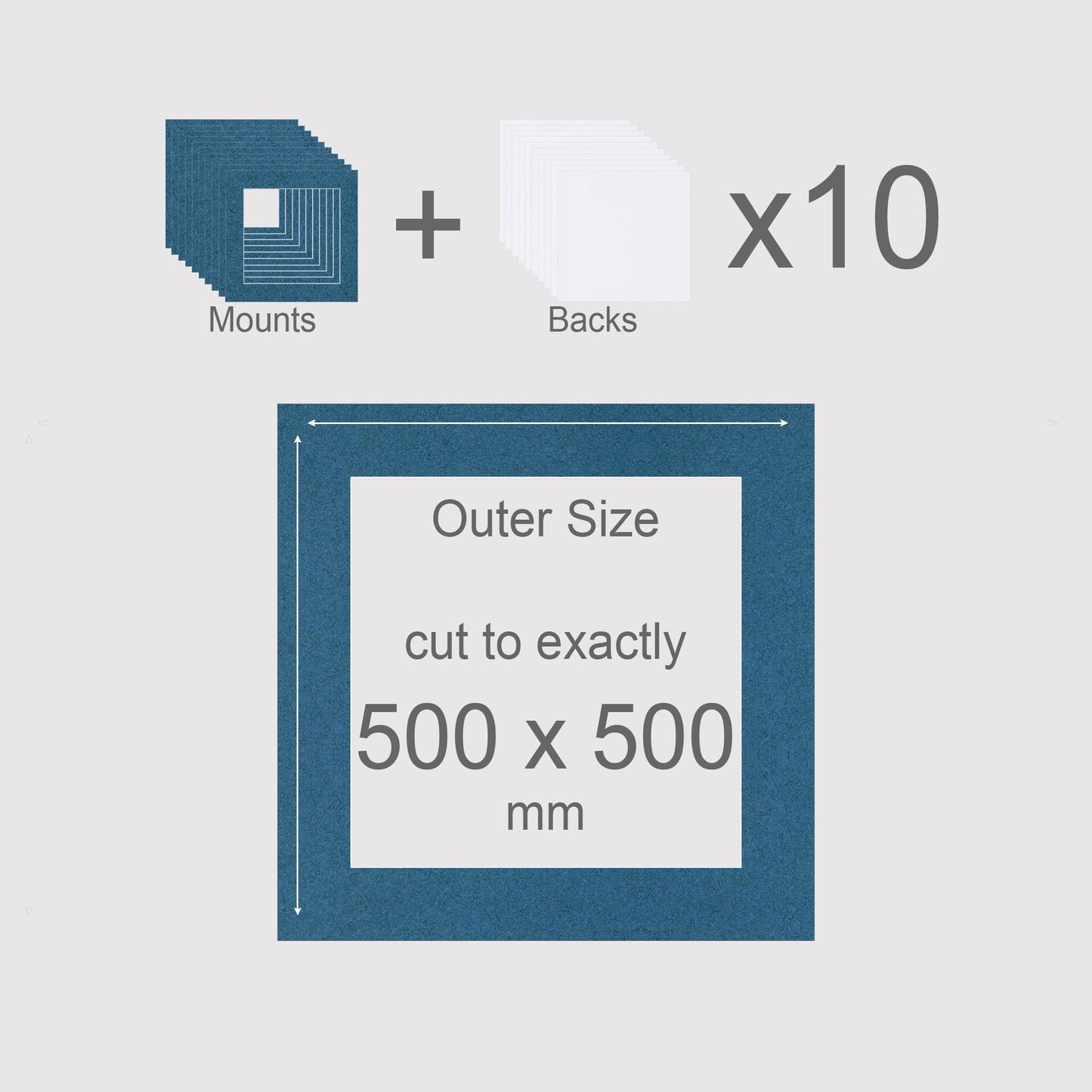 500 x 500 mm, Mounts & Backs, Pack of 10
