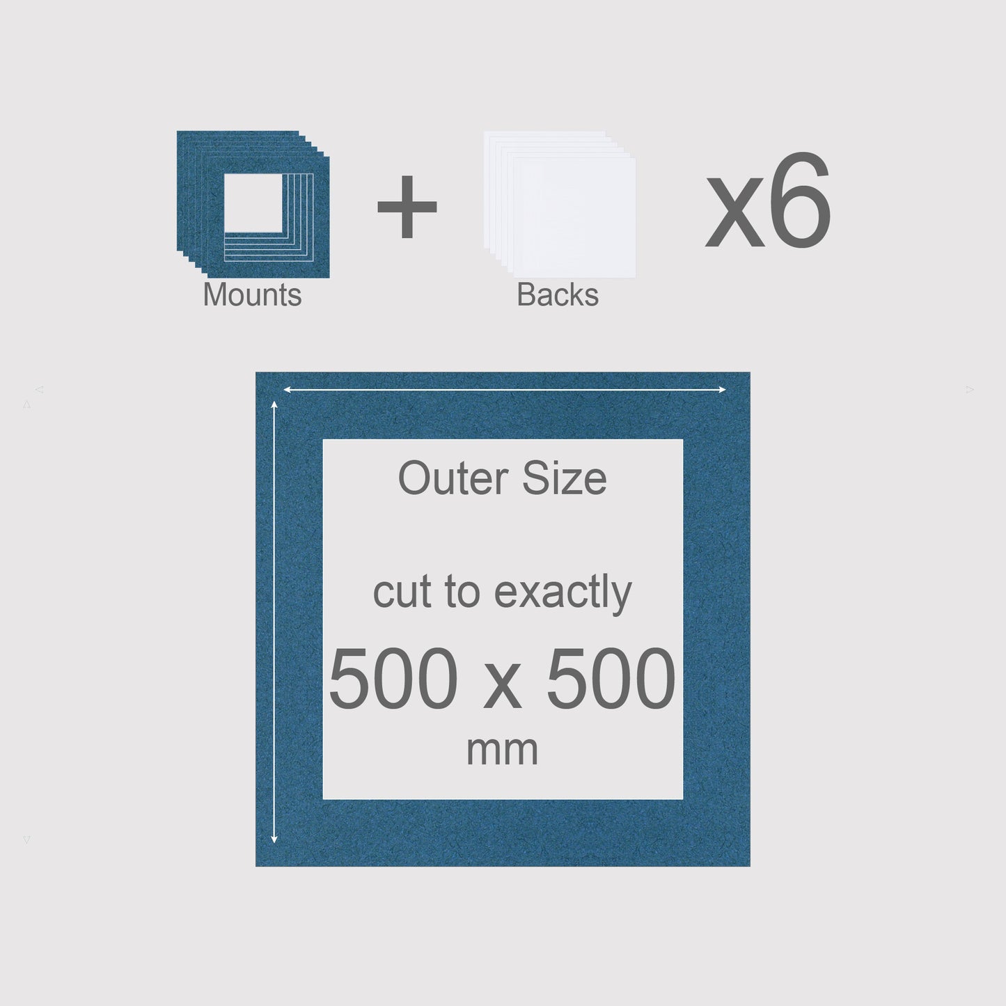 500 x 500 mm, Mounts & Backs, Pack of 6