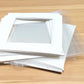 Standard square sizes of picture window photo mounts with backs and cellophane bags.