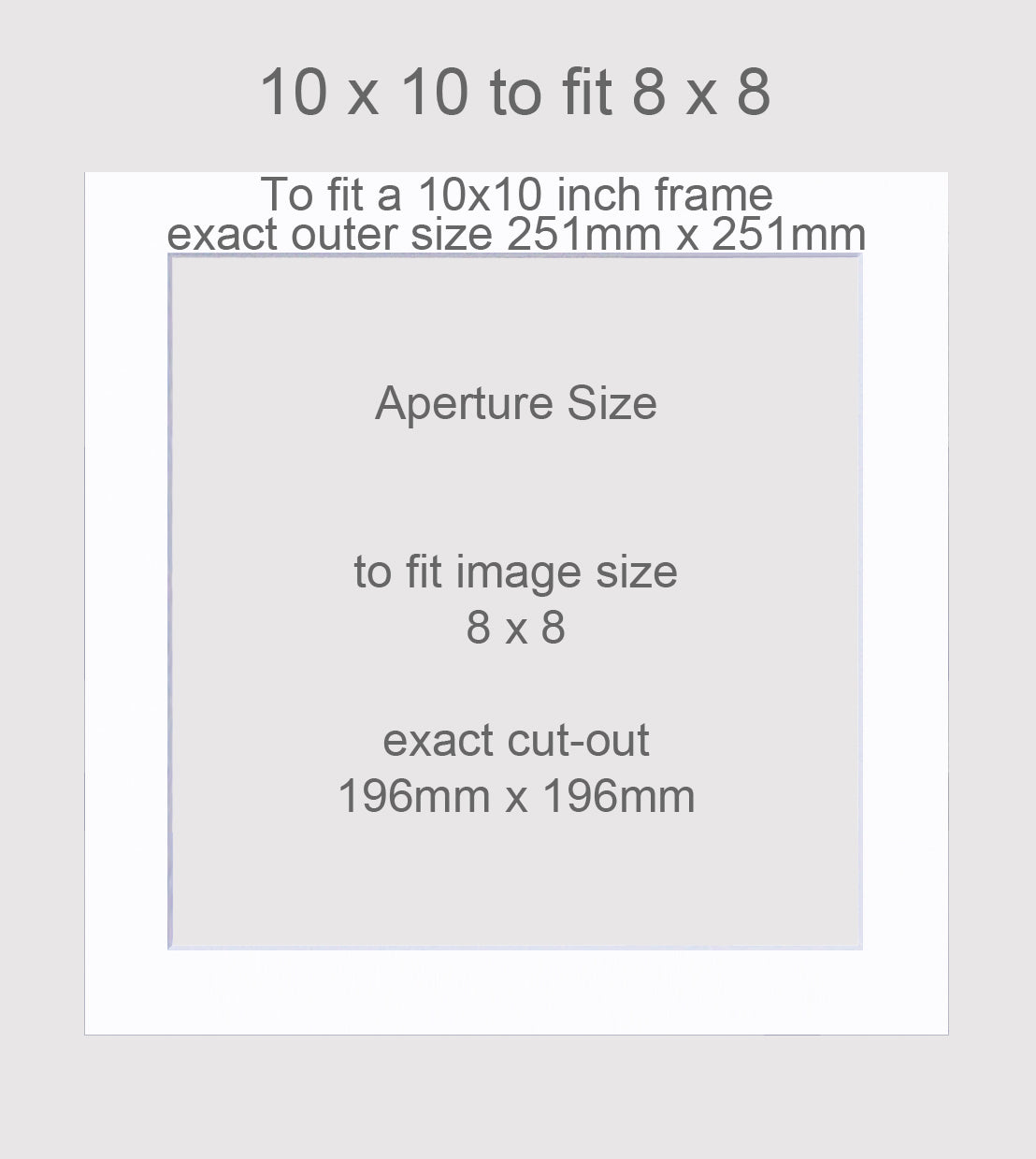 Photo mounts to fit 10x10 inch frames, image size 8x8 inches