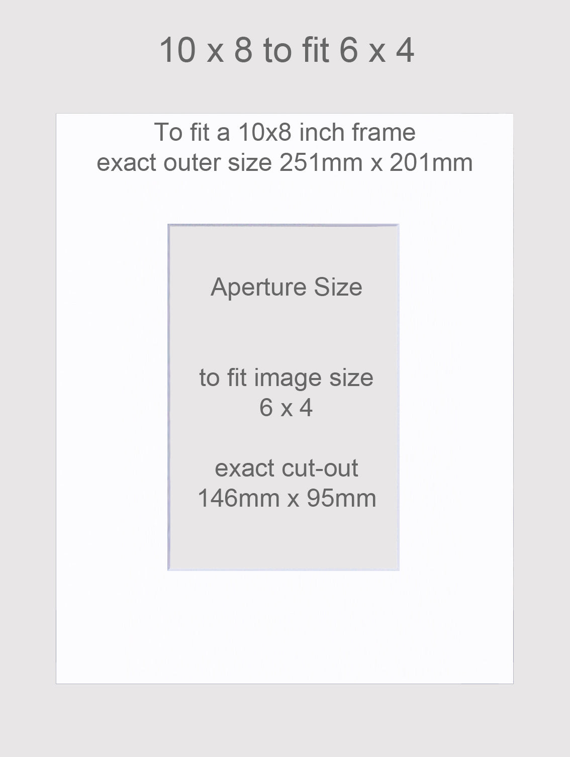 10x8 inch picture mounts to fit 6x4 inch images.