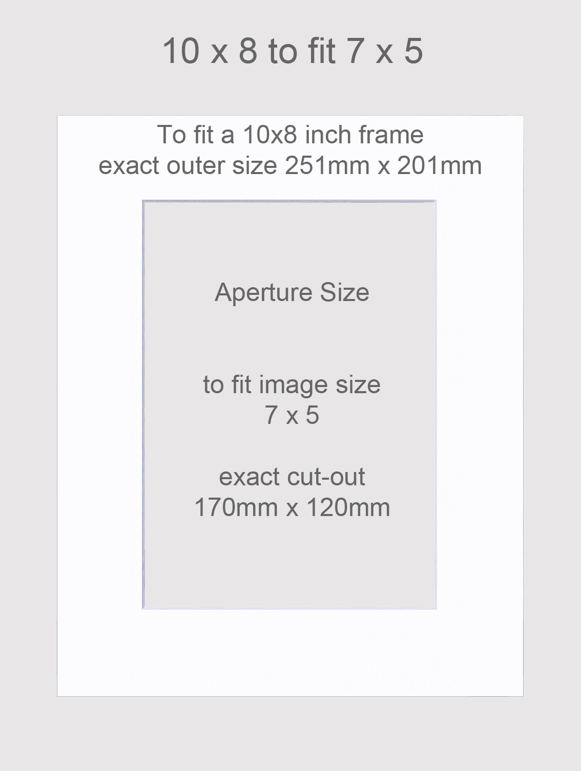 10x8 inch picture mounts to fit 7x5 inch images.