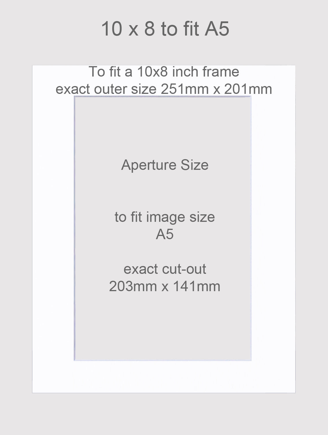 10x8 inch picture mounts to fit A5 images.