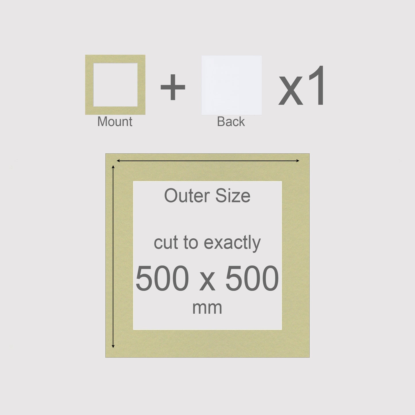 500 x 500 mm, Mount & Back, Pack of 1 (single)