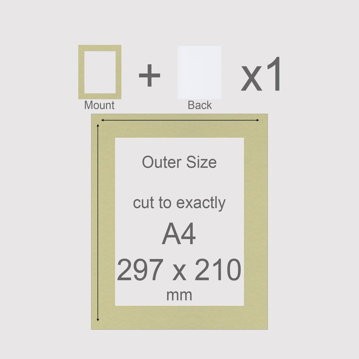 A4, 297 x 210 mm, Mount & Back, Pack of 1 (single)