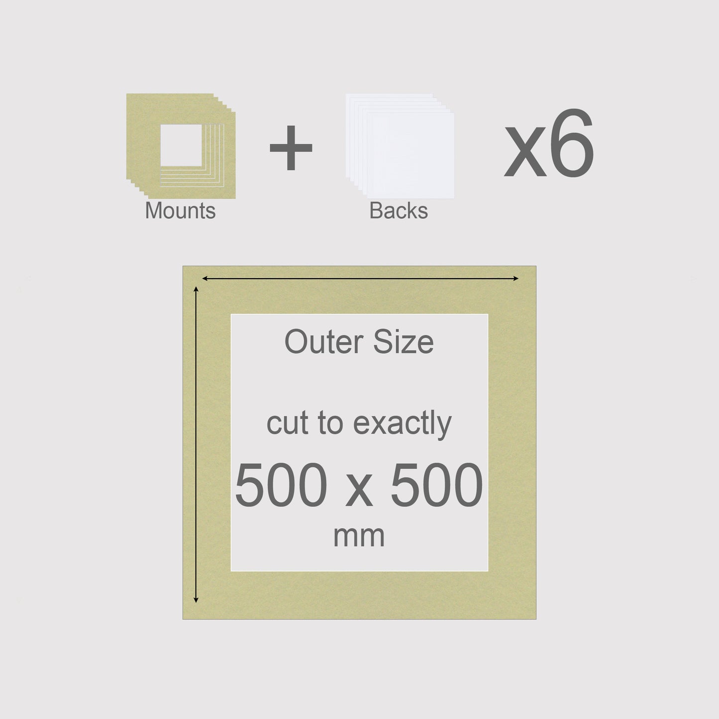 500 x 500 mm, Mounts & Backs, Pack of 6