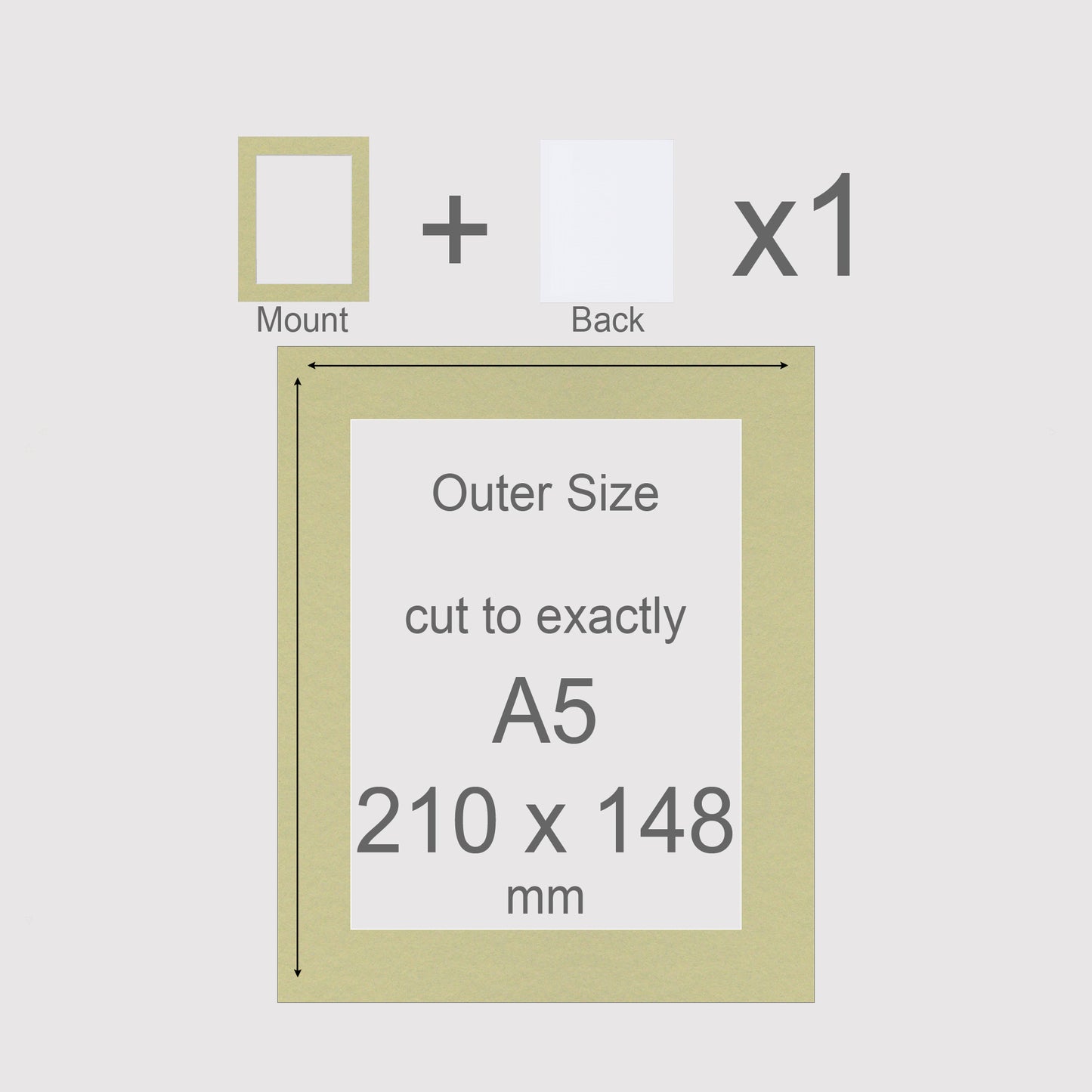 A5, 210 x 148 mm, Mount & Back, Pack of 1 (single)