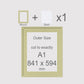 A1, 841 x 594 mm, Mount & Back, Pack of 1 (single)