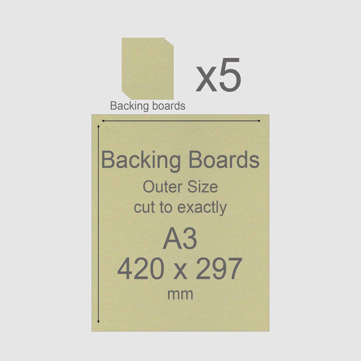 A3, 420 x 297 mm, Mountboard Backs for Picture Mounts