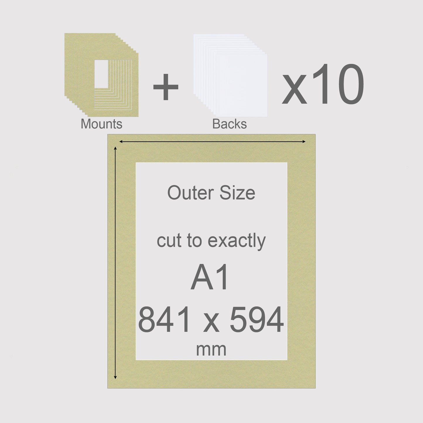 A1, 841 x 594 mm, Mounts & Backs, Pack of 10