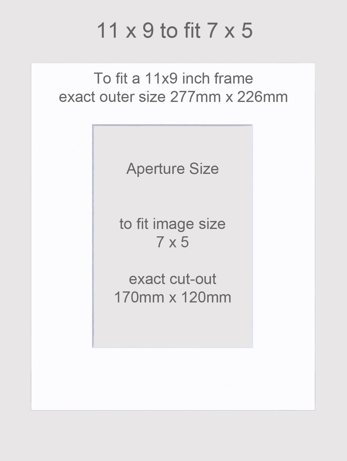 Picture mounts to fit 11x9 inch frames and 7x5 images.