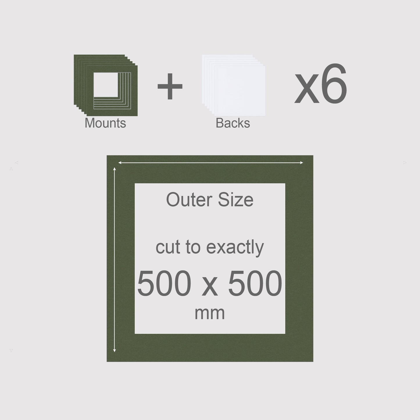 500 x 500 mm, Mounts & Backs, Pack of 6