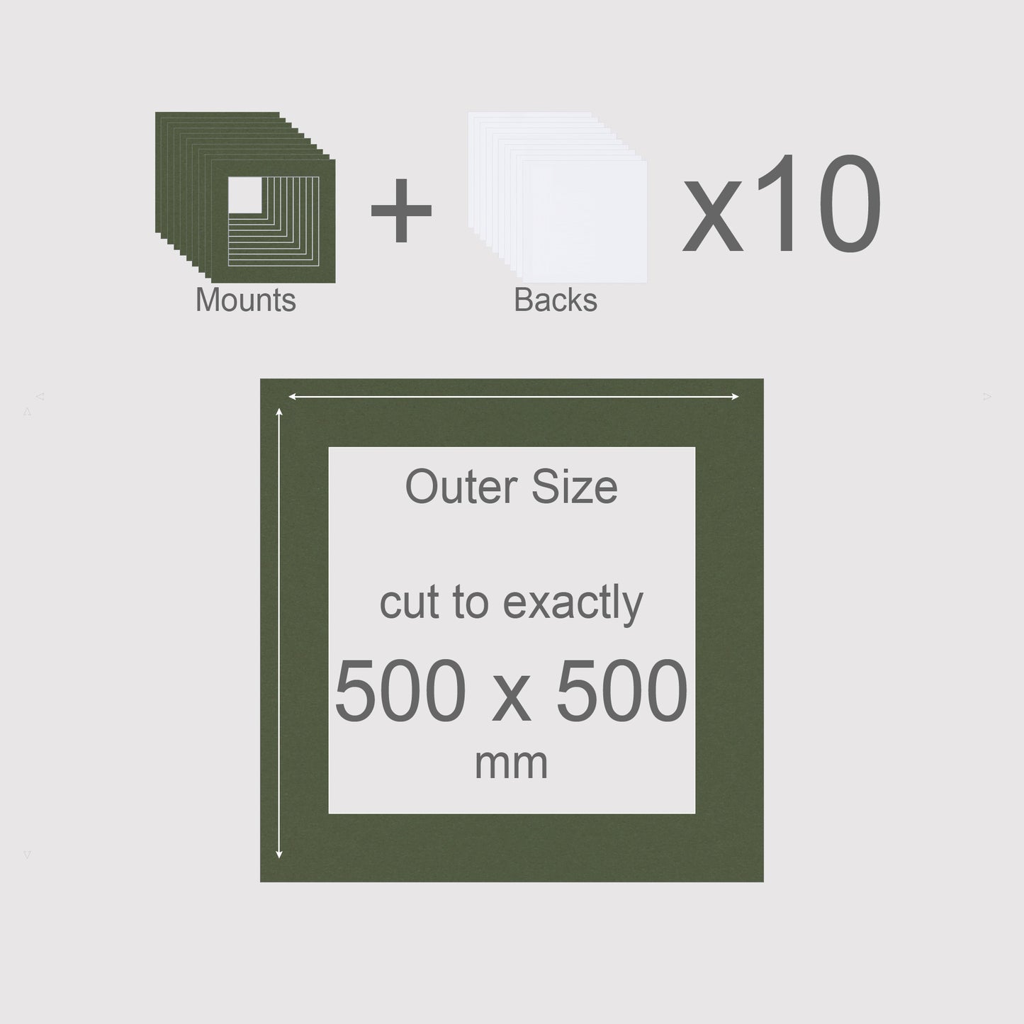 500 x 500 mm, Mounts & Backs, Pack of 10