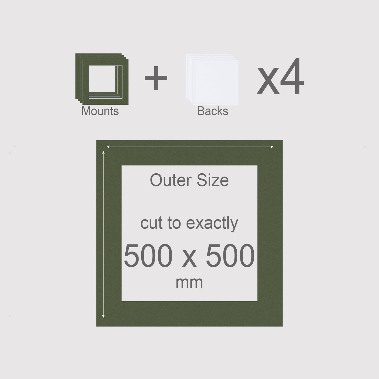 500 x 500 mm, Mounts & Backs, Pack of 4