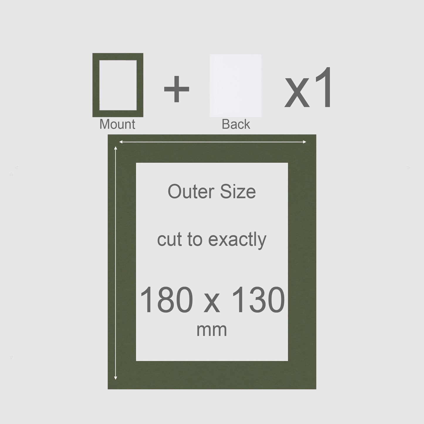 180 x 130 mm, Mount & Back, Pack of 1 (single)