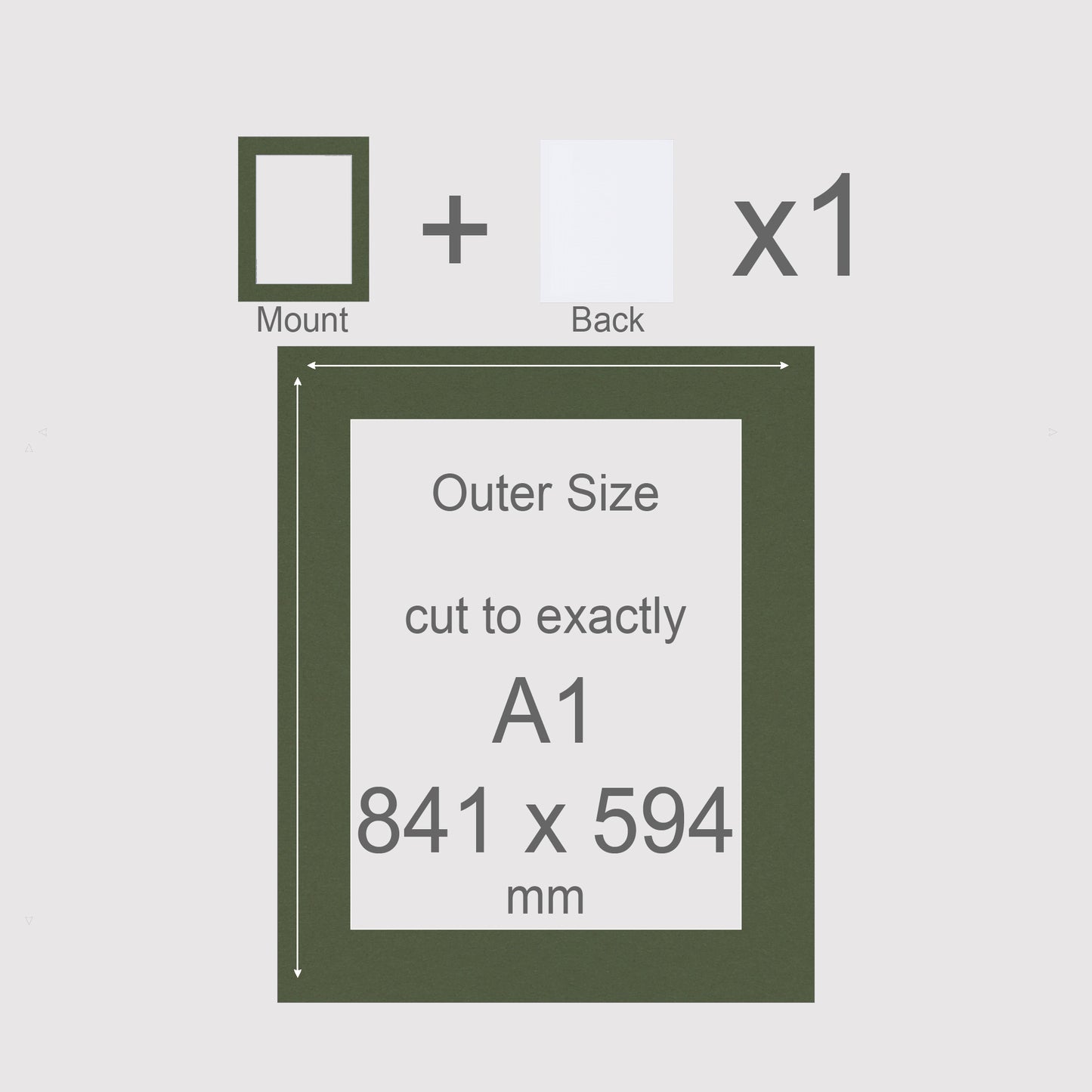 A1, 841 x 594 mm, Mount & Back, Pack of 1 (single)