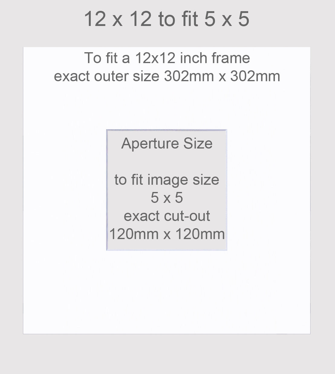 Picture mount cut to fit a 12x12 frame, and a 5x5 image