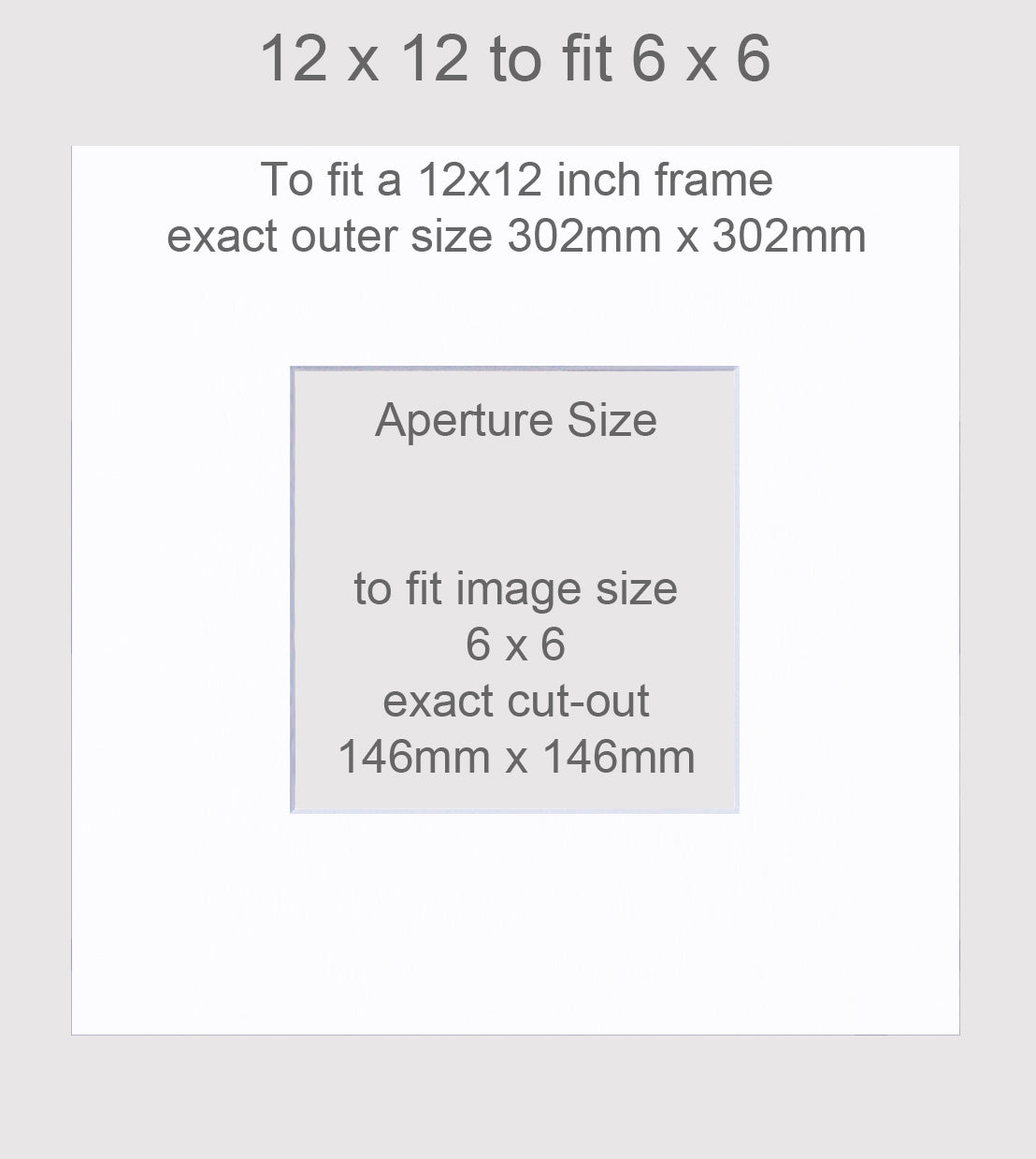 Picture mount cut to fit a 12x12 frame, and a 6x6 image