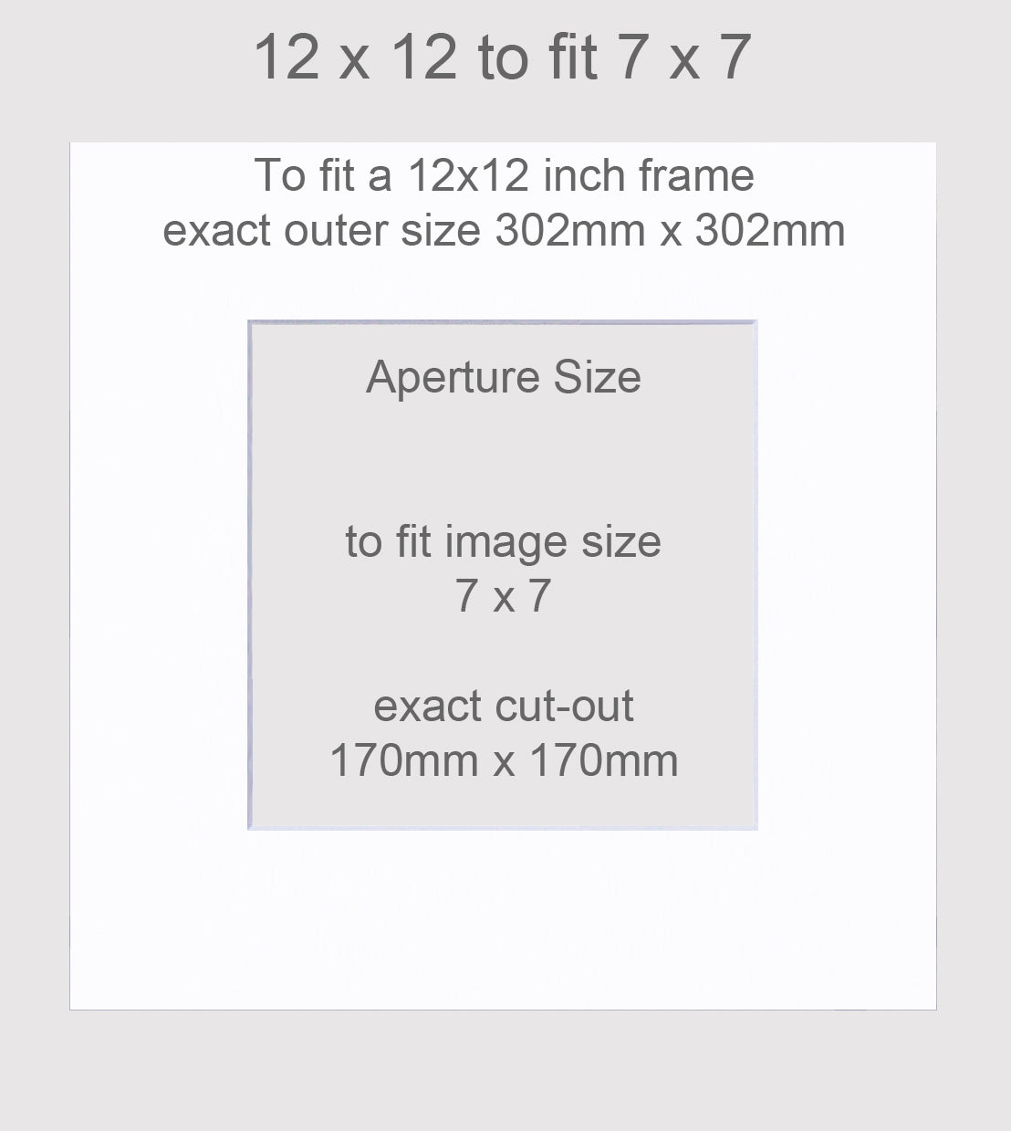 Picture mount cut to fit a 12x12 frame, and a 7x7 image