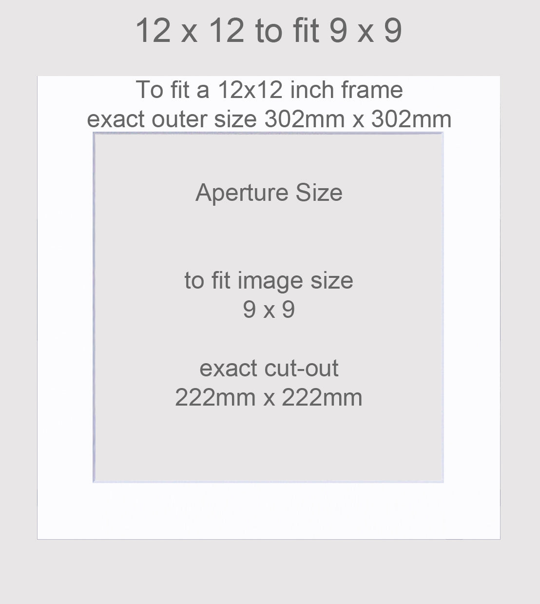 Picture mount cut to fit a 12x12 frame, and a 9x9 image