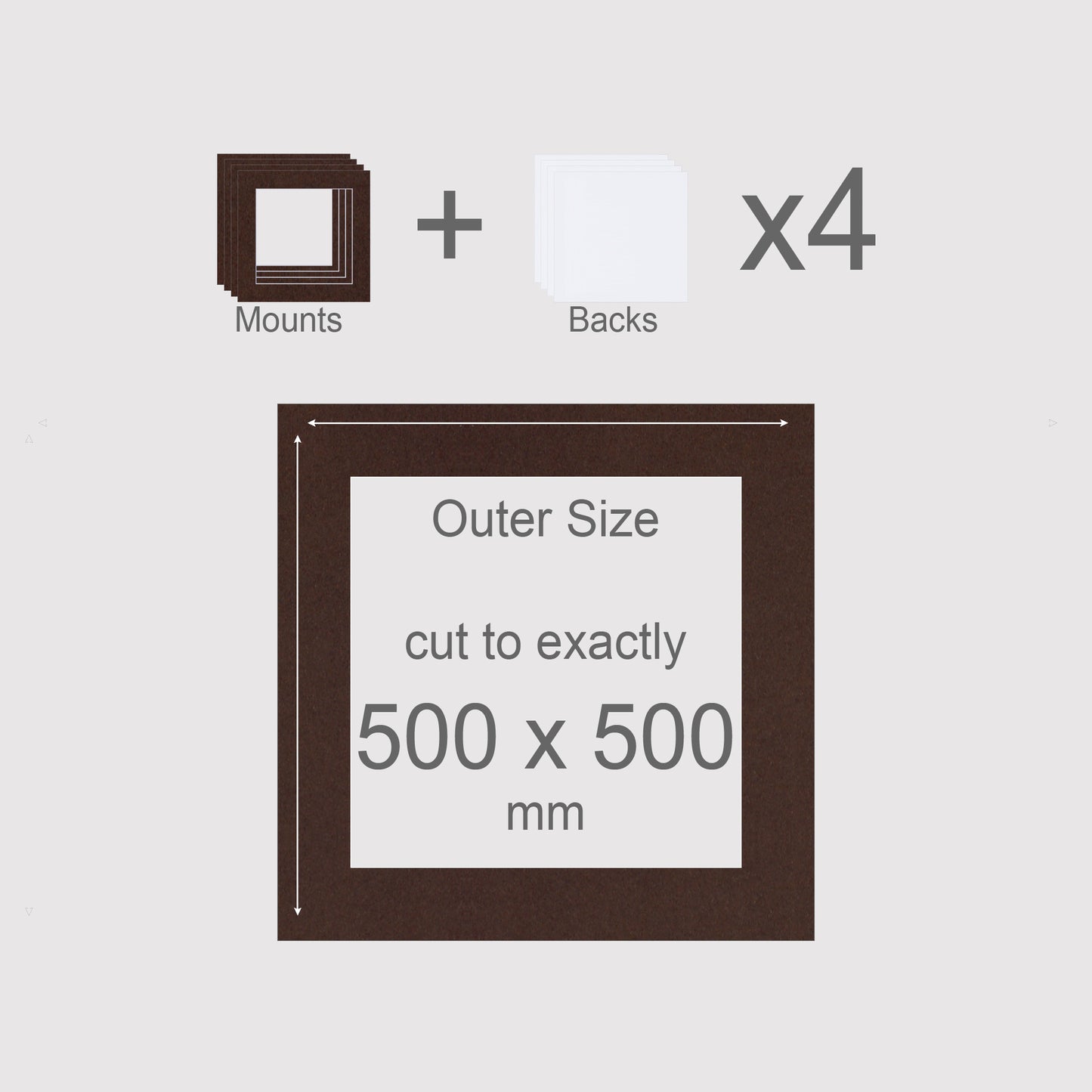 500 x 500 mm, Mounts & Backs, Pack of 4