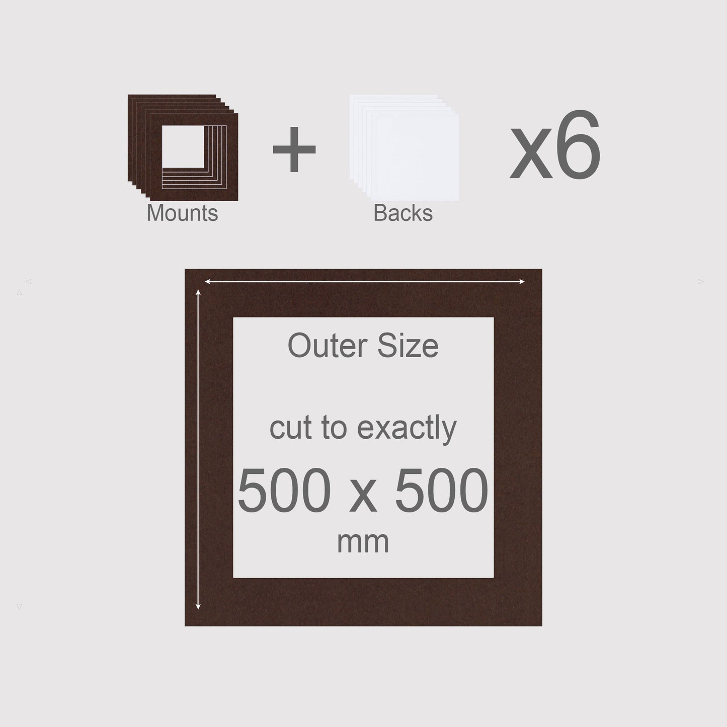 500 x 500 mm, Mounts & Backs, Pack of 6