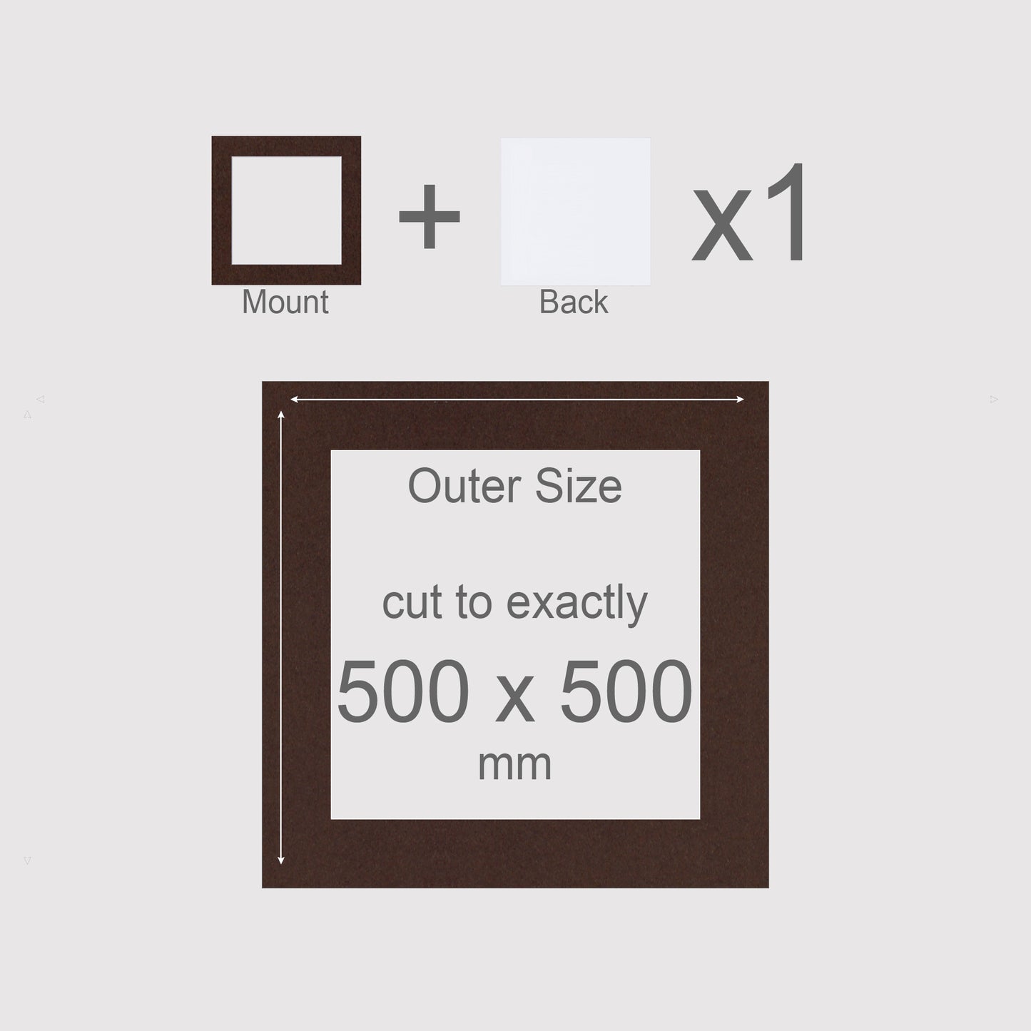 500 x 500 mm, Mount & Back, Pack of 1 (single)