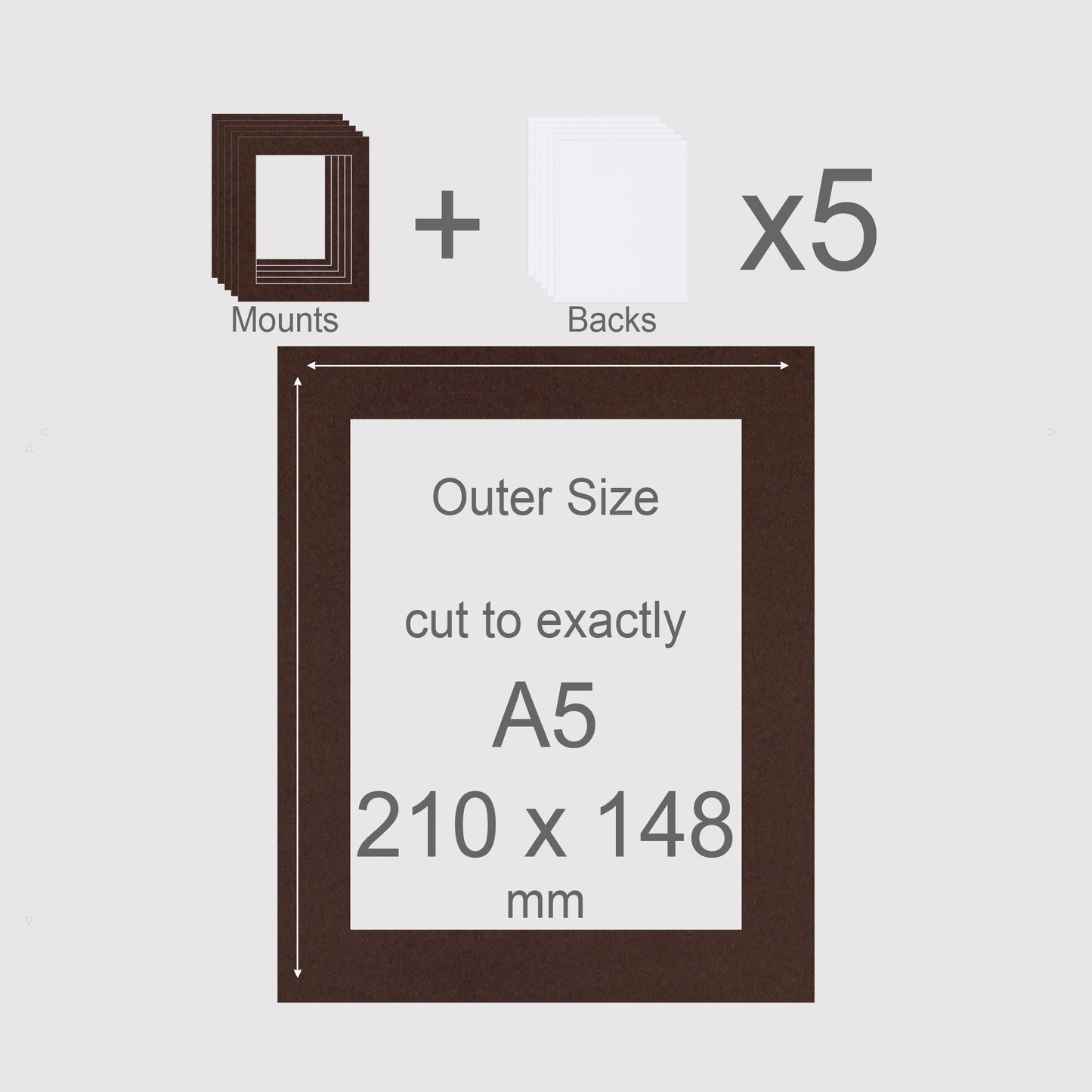 A5, 210 x 148 mm, Mounts & Backs, Pack of 5