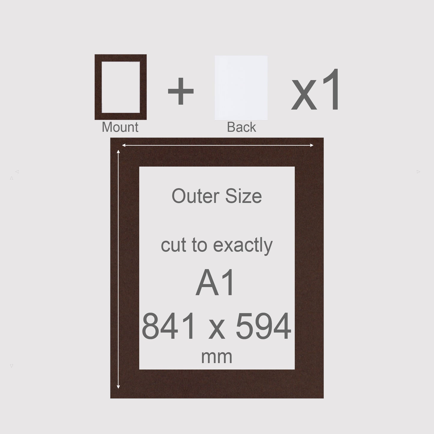A1, 841 x 594 mm, Mount & Back, Pack of 1 (single)