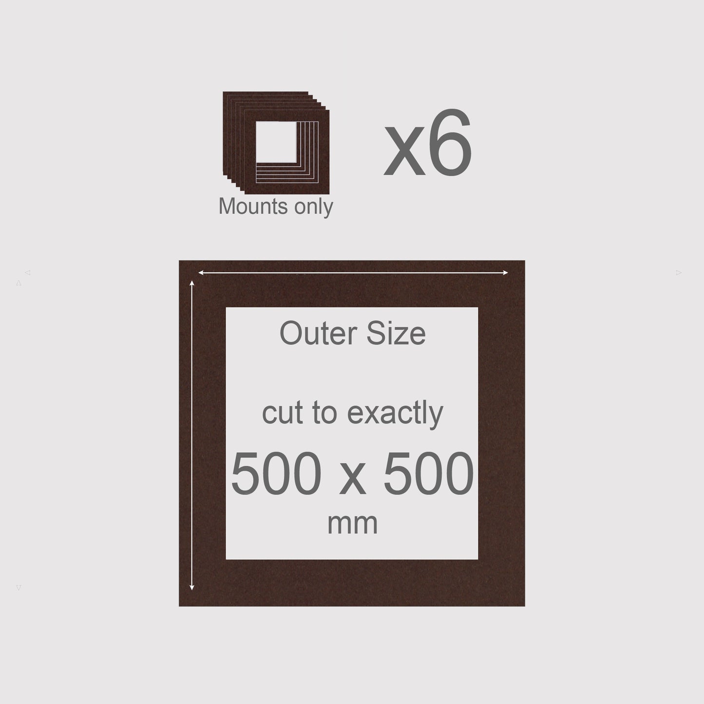 500 x 500 mm, Mounts only, Pack of 6