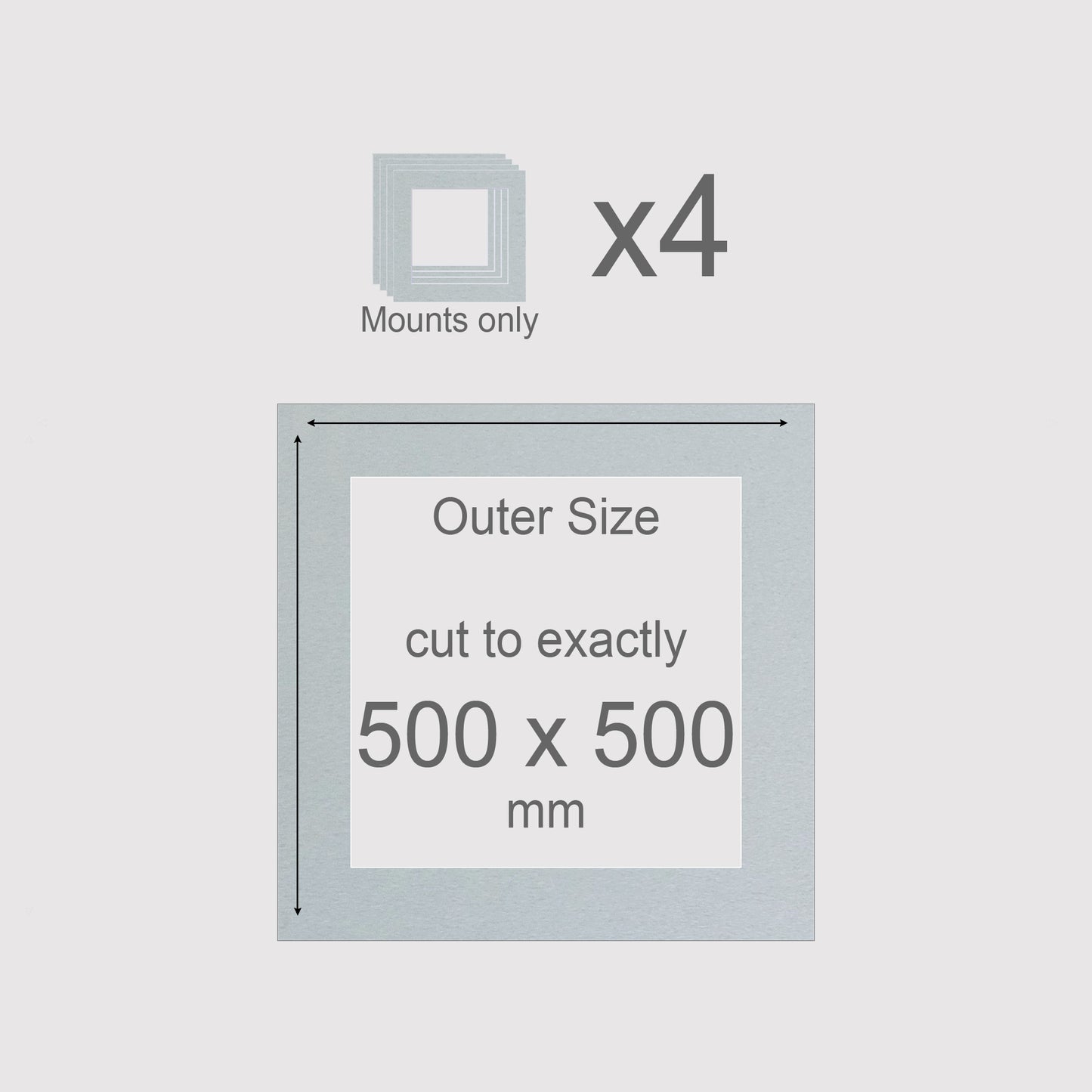 500 x 500 mm, Mounts only, Pack of 4