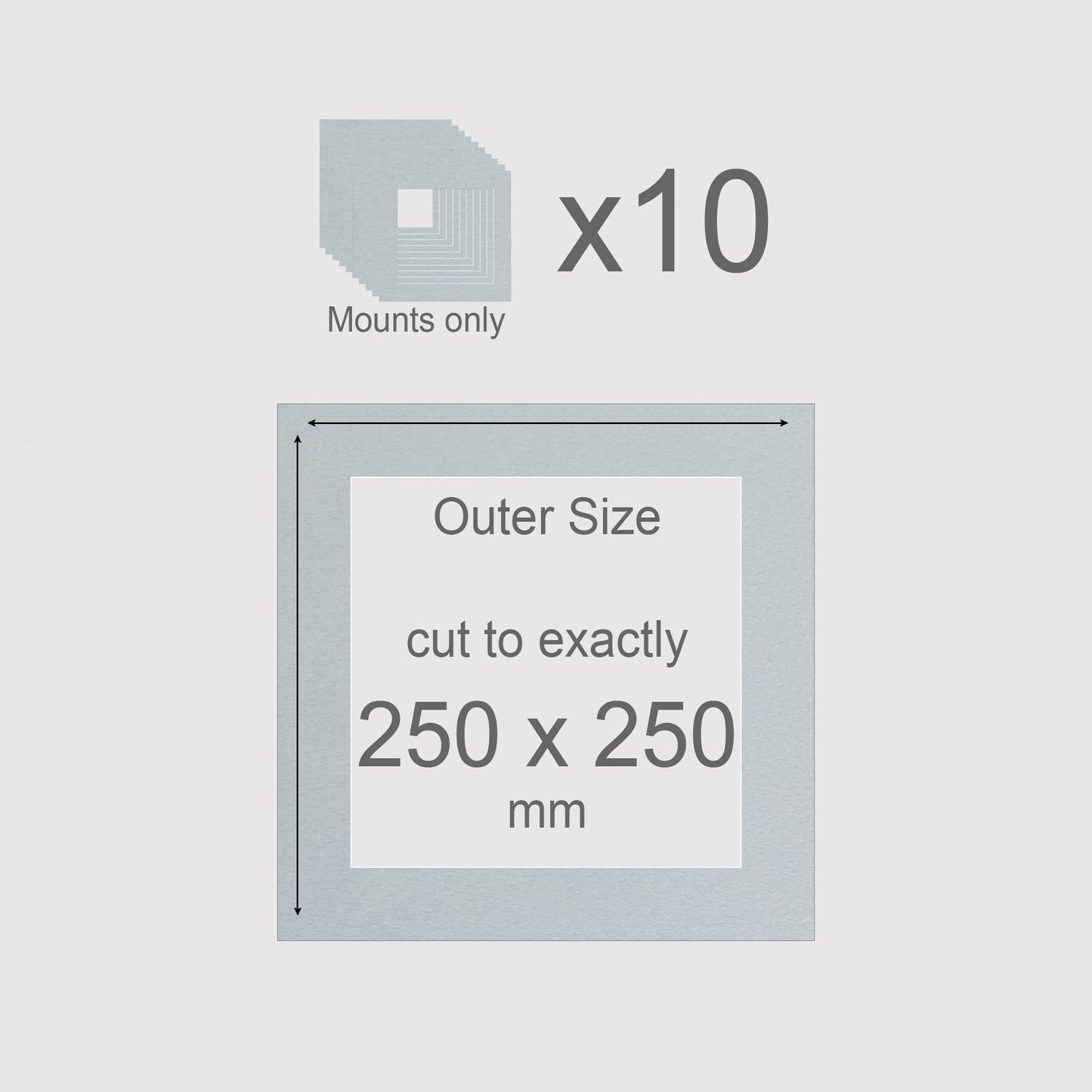 250 x 250 mm, Mounts only, Pack of 10