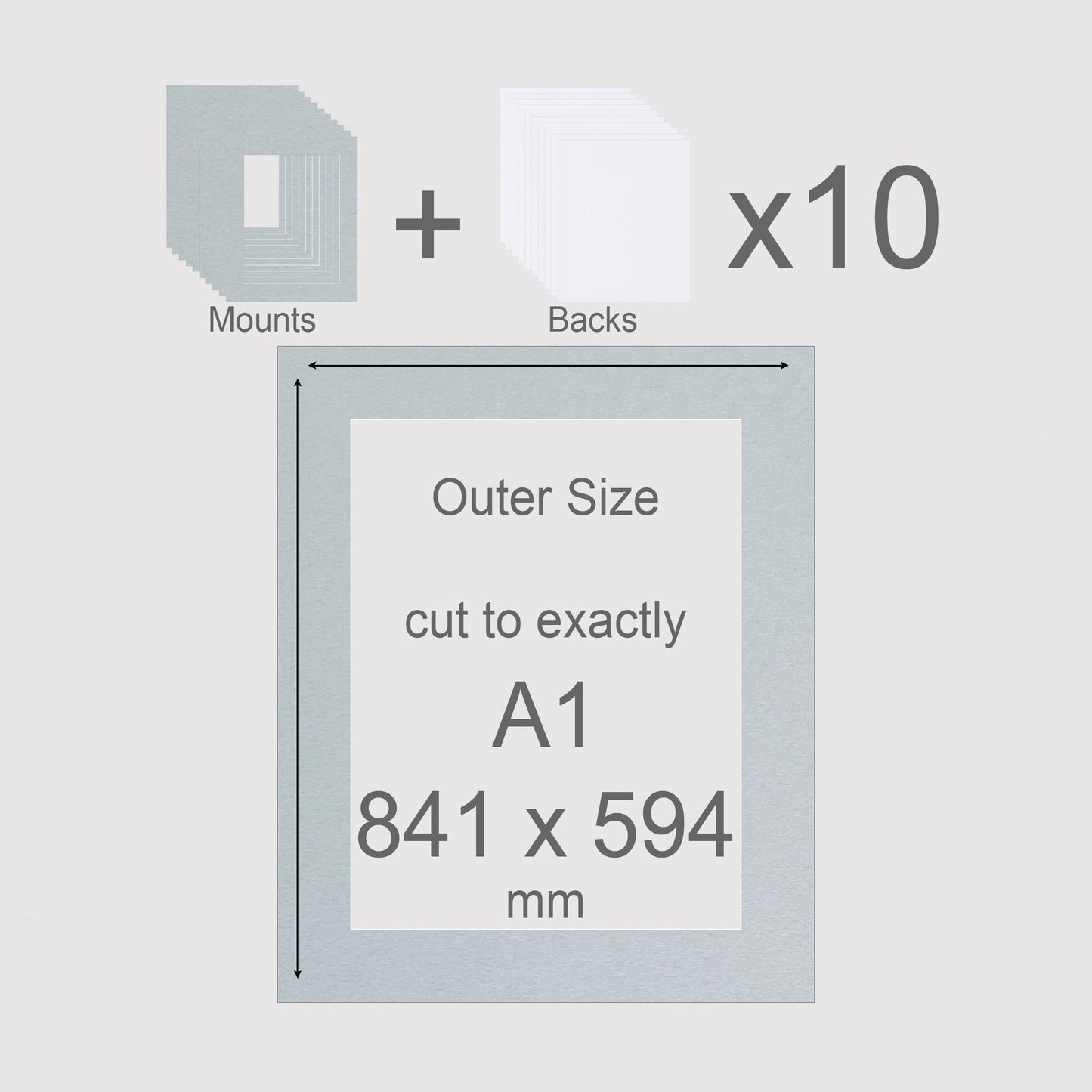 A1, 841 x 594 mm, Mounts & Backs, Pack of 10