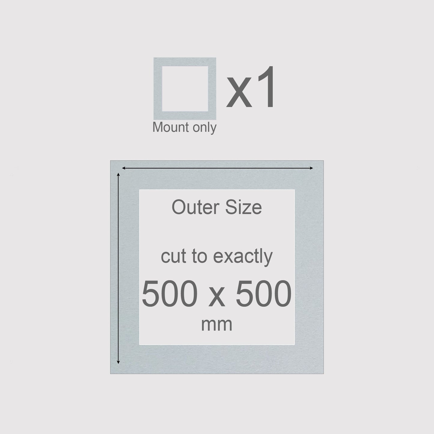 500 x 500 mm, Mount only, Pack of 1 (single)